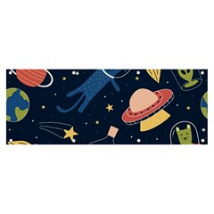 Seamless-pattern-with-funny-aliens-cat-galaxy Banner And Sign 8  X 3  by Wav3s