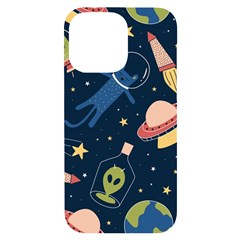 Seamless-pattern-with-funny-aliens-cat-galaxy Iphone 14 Pro Max Black Uv Print Case by Wav3s