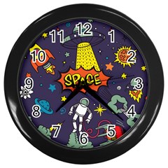 Vector Flat Space Design Background With Text Wall Clock (black) by Wav3s