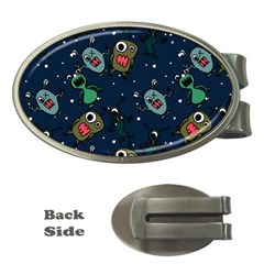 Monster-alien-pattern-seamless-background Money Clips (oval) 