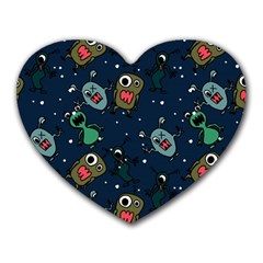 Monster-alien-pattern-seamless-background Heart Mousepad