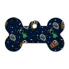 Monster-alien-pattern-seamless-background Dog Tag Bone (one Side)