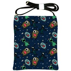 Monster-alien-pattern-seamless-background Shoulder Sling Bag by Wav3s