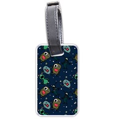 Monster-alien-pattern-seamless-background Luggage Tag (one Side) by Wav3s