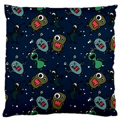 Monster-alien-pattern-seamless-background Large Premium Plush Fleece Cushion Case (two Sides)