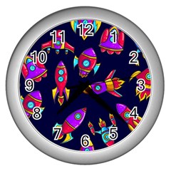 Space-patterns Wall Clock (silver)