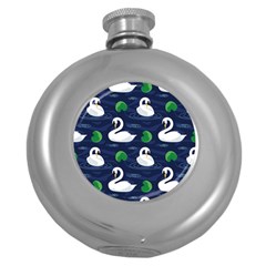 Swan-pattern-elegant-design Round Hip Flask (5 Oz)