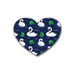 Swan-pattern-elegant-design Rubber Coaster (heart)