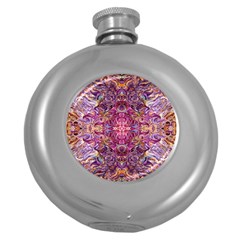 Indian Summer Patterns Round Hip Flask (5 Oz) by kaleidomarblingart