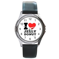 I Love Jelly Donut Round Metal Watch by ilovewhateva