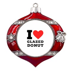 I Love Glazed Donut Metal Snowflake And Bell Red Ornament by ilovewhateva