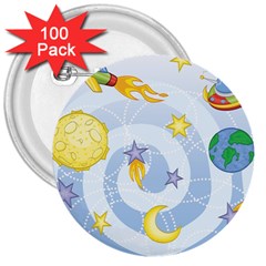 Science Fiction Outer Space 3  Buttons (100 Pack) 