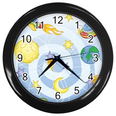 Science Fiction Outer Space Wall Clock (black)