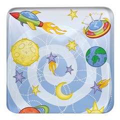 Science Fiction Outer Space Square Glass Fridge Magnet (4 Pack)