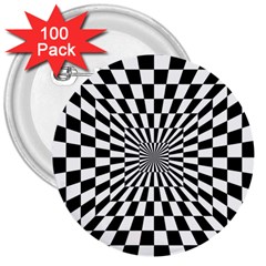 Optical Illusion Chessboard Tunnel 3  Buttons (100 Pack) 