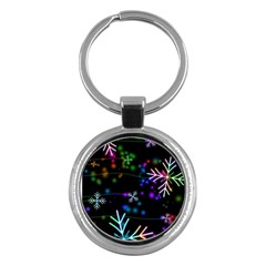 Snowflakes Snow Winter Christmas Key Chain (round) by Ndabl3x