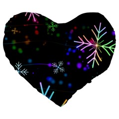 Snowflakes Snow Winter Christmas Large 19  Premium Heart Shape Cushions by Ndabl3x