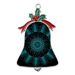 Ornament District Turquoise Metal Holly Leaf Bell Ornament by Ndabl3x