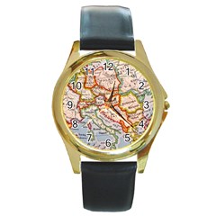 Map Europe Globe Countries States Round Gold Metal Watch by Ndabl3x