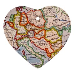 Map Europe Globe Countries States Ornament (heart) by Ndabl3x