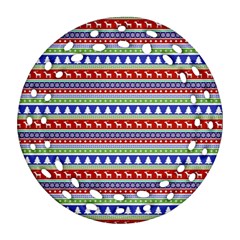 Christmas Color Stripes Pattern Ornament (round Filigree) by Ndabl3x