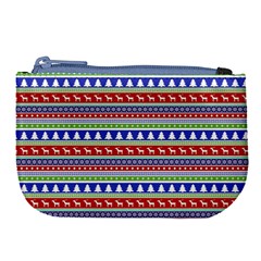 Christmas Color Stripes Pattern Large Coin Purse by Ndabl3x