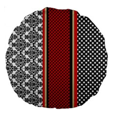 Background Damask Red Black Large 18  Premium Round Cushions