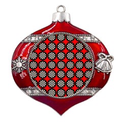 Dart Board Target Game Metal Snowflake And Bell Red Ornament by Ndabl3x