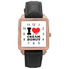 I Love Cream Donut  Rose Gold Leather Watch  by ilovewhateva