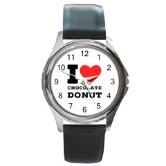 I Love Chocolate Donut Round Metal Watch by ilovewhateva