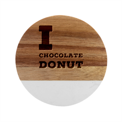 I Love Chocolate Donut Marble Wood Coaster (round) by ilovewhateva