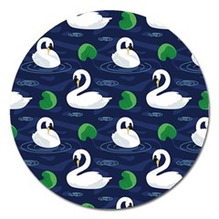 Swan Pattern Elegant Design Magnet 5  (round)