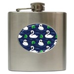 Swan Pattern Elegant Design Hip Flask (6 oz) Front