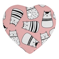 Cute Cats Cartoon Seamless-pattern Ornament (heart) by Vaneshart