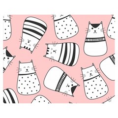 Cute Cats Cartoon Seamless-pattern Two Sides Premium Plush Fleece Blanket (medium) by Vaneshart