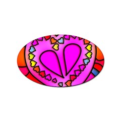 Stained Glass Love Heart Sticker Oval (100 Pack) by Vaneshart