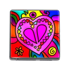 Stained Glass Love Heart Memory Card Reader (square 5 Slot) by Vaneshart