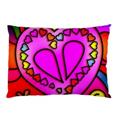 Stained Glass Love Heart Pillow Case (two Sides) by Vaneshart