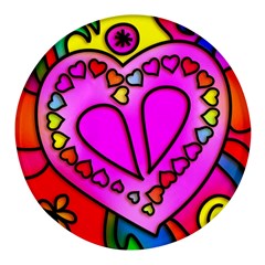 Stained Glass Love Heart Round Glass Fridge Magnet (4 Pack) by Vaneshart