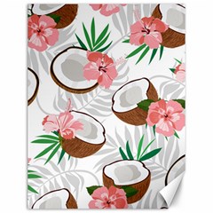 Seamless Pattern Coconut Piece Palm Leaves With Pink Hibiscus Canvas 12  X 16  by Vaneshart