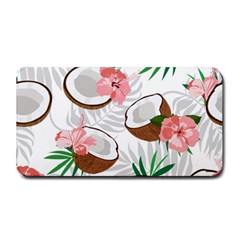 Seamless Pattern Coconut Piece Palm Leaves With Pink Hibiscus Medium Bar Mat by Vaneshart