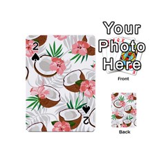 Seamless Pattern Coconut Piece Palm Leaves With Pink Hibiscus Playing Cards 54 Designs (mini) by Vaneshart