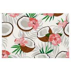 Seamless Pattern Coconut Piece Palm Leaves With Pink Hibiscus Banner And Sign 6  X 4 