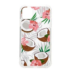 Seamless Pattern Coconut Piece Palm Leaves With Pink Hibiscus Iphone 11 Tpu Uv Print Case