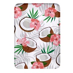 Seamless Pattern Coconut Piece Palm Leaves With Pink Hibiscus Rectangular Glass Fridge Magnet (4 Pack)