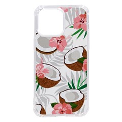 Seamless Pattern Coconut Piece Palm Leaves With Pink Hibiscus Iphone 14 Pro Max Tpu Uv Print Case