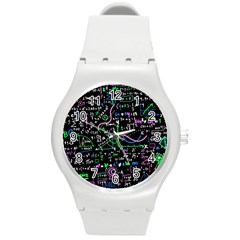 Math-linear-mathematics-education-circle-background Round Plastic Sport Watch (m) by Vaneshart