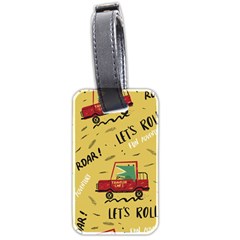 Childish-seamless-pattern-with-dino-driver Luggage Tag (two Sides)