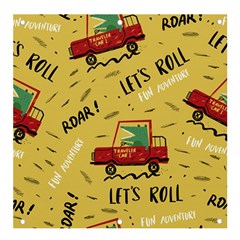 Childish-seamless-pattern-with-dino-driver Banner And Sign 4  X 4 