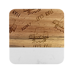 Childish-seamless-pattern-with-dino-driver Marble Wood Coaster (square)